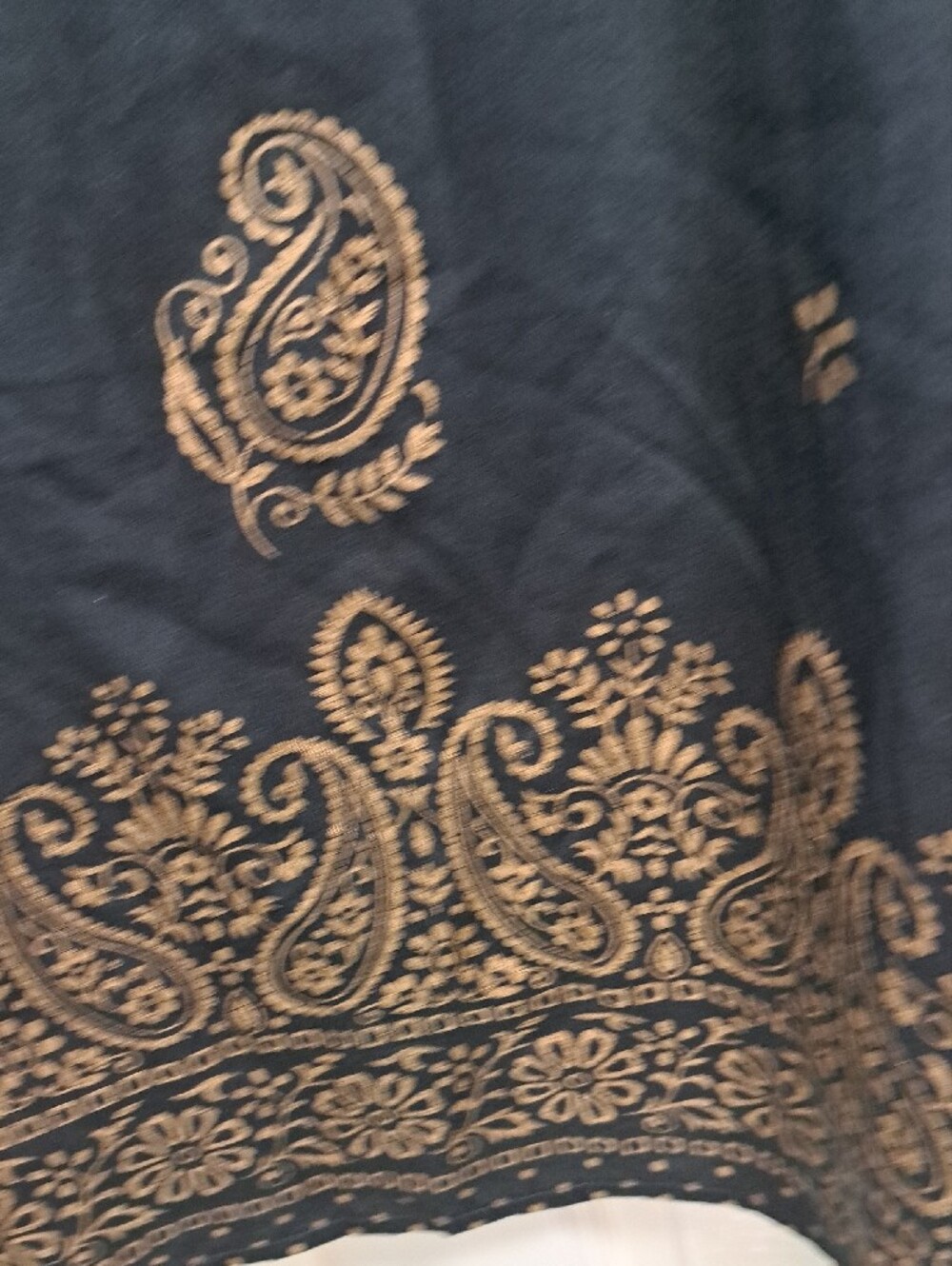 Step n' Style Black Kaftan with Gold Paisley Print - Picture 6 of 9